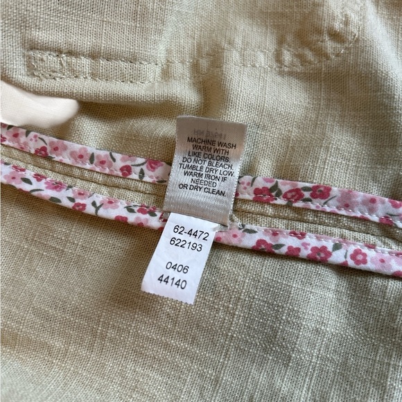 J. JILL Light Green Light Cotton Textured Unlined Jacket, Floral Flip Cuffs Sz 8 - Picture 8 of 13